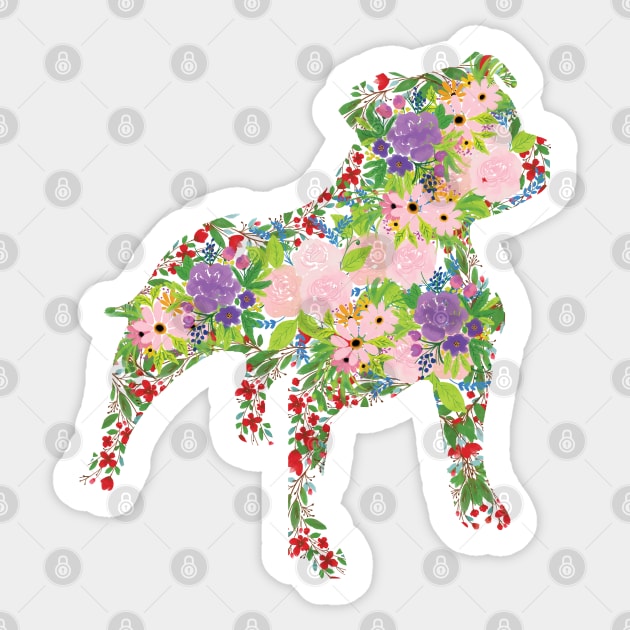 Floral Staffordshire Bull Terrier Sticker by tribbledesign